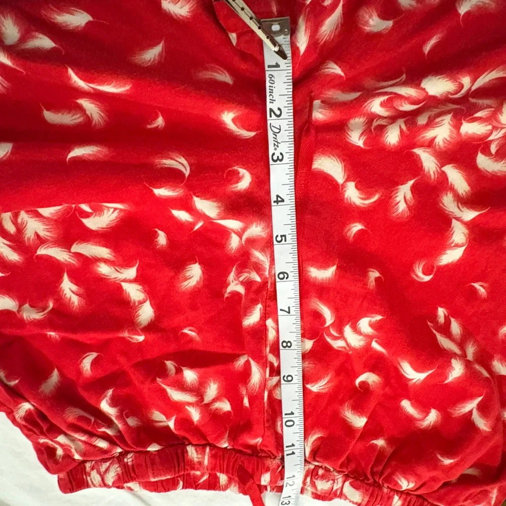Victoria's Secret Red White Feather Print Pajama Set M Sleepwear Loungewear